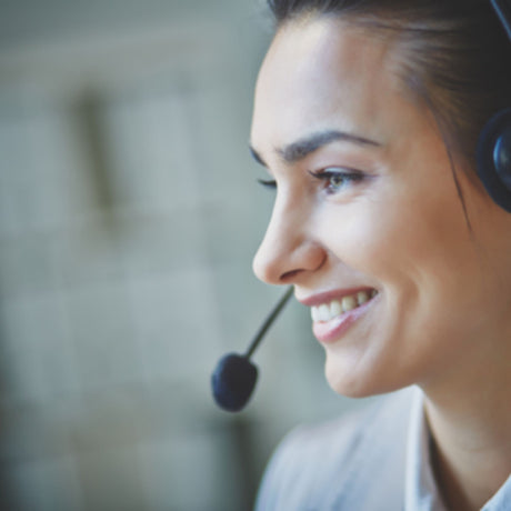 female customer service rep smiling